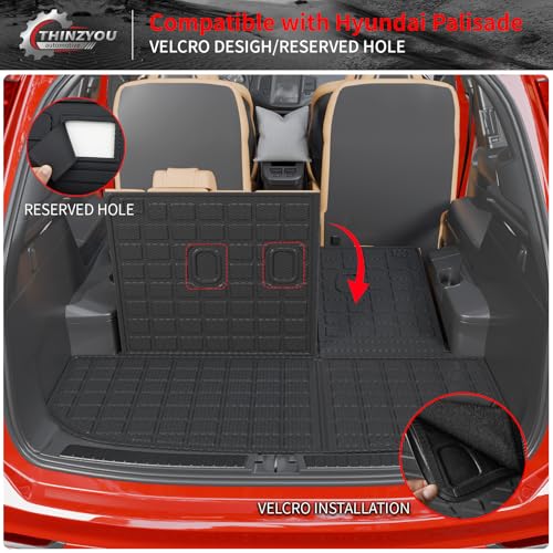 Floor Mats Compatible with 2020-2025 Hyundai Palisade Trunk Mat Cargo Liner TPE Back Seat Cover Protector 2024 Palisade 7 & 8 Seats Accessories (Trunk Mat with Backrest Mats+Floor Mats) - style: For Hyundai Palisade | 2020-2025