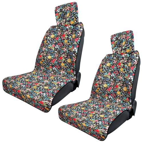 3tyto Universal Car Seat Covers, Waterproof Neoprene Seat Covers - Waterproof & Sweatproof, Machine Washable, Non-Slip Seat Protector for Car, Truck, SUV, Van (Floral, 2 Pack) - color: Floral, size: 2 Pack