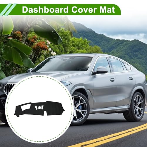 Faux Leather Dashboard Cover for BMW X6 with HUD 2023-2024 with Hud Dashboard Mat Anti-Slip Sun UV Heat Shield Protection Black 1 Pc