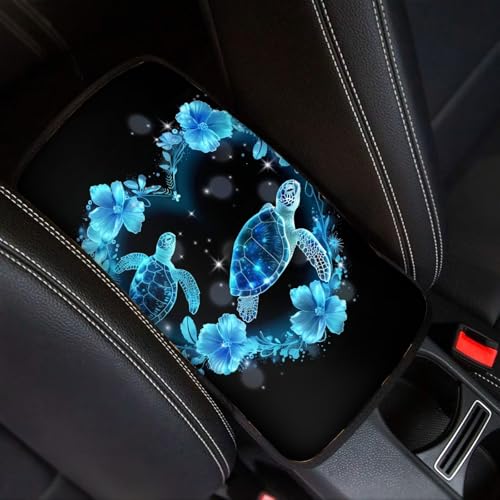 UNICEU Sea Turtle Auto Center Console Cover Pad Universal Fit for SUV Truck Cars Armrest Seat Box for Men Women - color: Sea Turtle