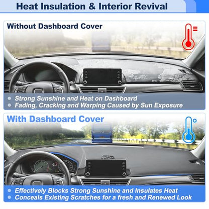 Dashboard Cover with/Without Hud Interior Dash Cover Mat Pad Carpet Non-Slip Dashboard Protector Sunshine UV & Heat Resistant Black - style: for Honda Accord 2023-2026 (with/without Hud)