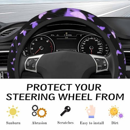 Steering Wheel Cover Accessories Neoprene Cover, Breathable Non-Slip Easy to Install Suitable for Women Men, 14.5-15.5 Inch for Car SUV Van Truck Universal - Butterfly - color: Butterfly