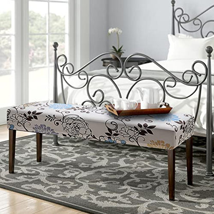 Fuloon Stretch Dining Bench Cover, Anti-Dust Removable Bench Slipcover Washable Seat Cushion Protector for Bedroom, Kitchen, Hotel, Banquet (Milky White) - color: Milky White