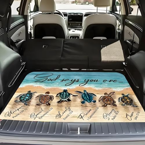 Universal Car Trunk Mat 29" x 39", Inspirational Turtle All Weather Trunk Protection Cargo Liner, Durable Cargo Mat Rear Trunk Liner, Stylish Vehicle Interior Accessories Suitable for Most Car Models - color: Inspirational Turtle, size: 29" x 39"
