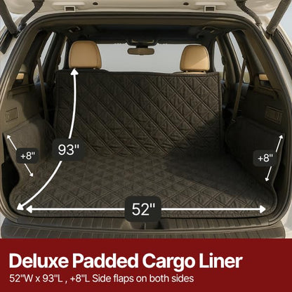 Formosa Covers Dog Cargo Liner for SUV - Heavy Duty Quilted and Padded Mat Covers Trunk Back Area - Hair Easily Shakes Off - Black - Universal Fit 68" W x 93" L - color: Black