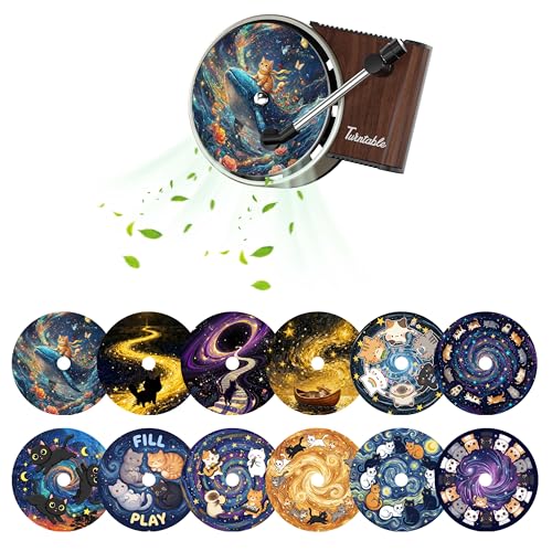 Maicican 12 PCS Starry Sky Cat Car Air Freshener Vent Clip, Cute Car Air Freshener with Record Player Design, Unique Car Accessories and Decor for Music Lovers or Cat Lover (Starry Sky Cat B) - color: Starry Sky Cat B