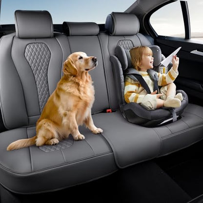 Coverado Automotive Seat Covers, Back Car Protectors, Gray Leather Seat Covers, 3-Piece Car Seat Covers for Back Seats Universal Fit for Trucks SUVs Cars - color: Gray