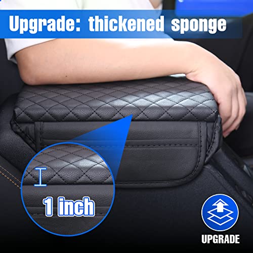 Center Console Armrest Cover for Ford Bronco Accessories 2021 2022 2023 2024 2025 2026 2/4-Door with Leather Side Pockets Interior Accessories Prevent Scratching