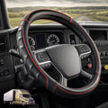 18 Inch Semi Truck Steering Wheel Cover for Freightliner Cascadia, Kenworth T680 T880, Peterbilt 579, Volvo VNL - Anti-Slip Carbon Fiber Grip - Carbon Red - color: Black Red