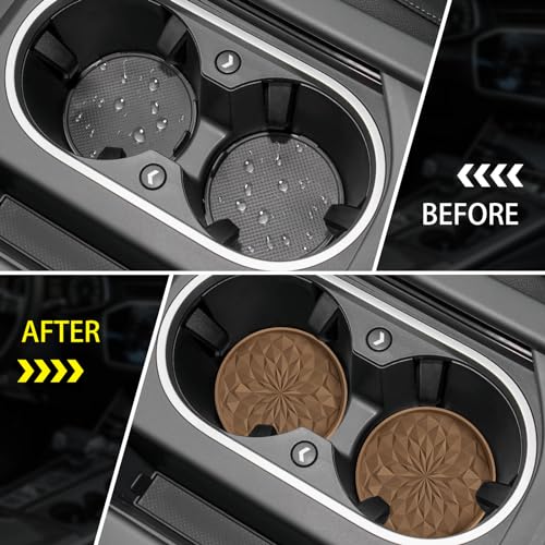 Car Coasters for Cup Holders [4 Pack] - 2.75In Silicone Auto Mug Mats - Universal Non-Slip Recessed Car Interior AccessoriesCoffee - color: 4pack-coffee