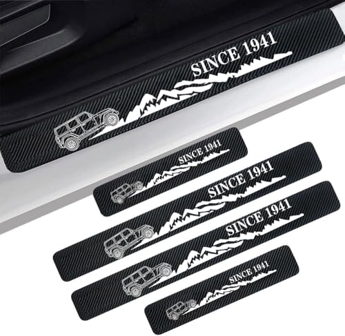 4 Pieces Car Door Sill Protector,Carbon Fiber Threshold Anti-Scratch Sticker Door Edge/Rear Guard Protection fit for Jeep Wrangler Accessories - color: 4pcs-t-j