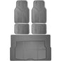 CAR PASS Universal Car Floor Mats & Cargo Liner Full Set, Waterproof Anti-Slip Rubber Trim to Fit Trunk Mats All Weather Protection Fit Car SUV Sedan Coupe Vehicle Automotive 5 Pieces, S-M Size Gray - color: Gray