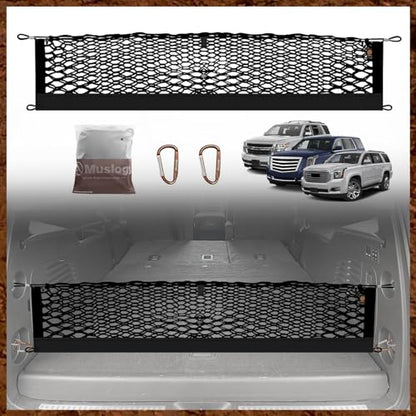 Truck Bed Cargo Net Trunk Netting Compatible with 2015-2020 Chevy Tahoe | GMC Yukon | Cadillac Escalade Accessories, Pickup Cargo Organizer SUV Sedan Storage Net w/Heavy Duty Carabiners - style: 2015-2020 Yukon & Tahoe & Escalade
