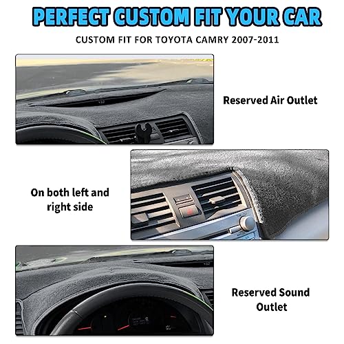 POSAID for Toyota Camry Dash Cover 2011 2010 2009 2008 2007 Dashboard Cover Mat Custom Fit Toyota Camry 2011-2007, Black - color: 07-11 Black, size: 2007-2011