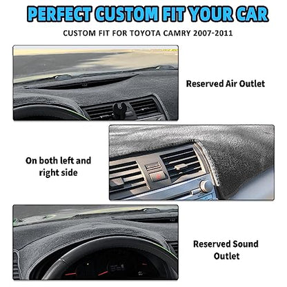 POSAID for Toyota Camry Dash Cover 2011 2010 2009 2008 2007 Dashboard Cover Mat Custom Fit Toyota Camry 2011-2007, Black - color: 07-11 Black, size: 2007-2011