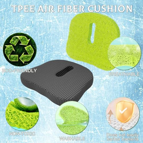 Cut-Out Seat Cushion – TPU Pressure Relief Pad with Center Hole for Tailbone & Hip Support, Breathable & Washable Donut Pillow for Office, Car, Wheelchair Use (Gray) 16.69" L × 15.16" W - color: Gray