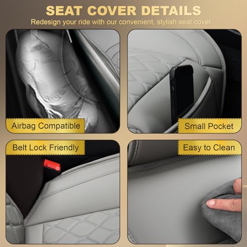 Front Car Seat Covers for Land Rover,Leather Waterproof Seat Protector Custom Fit Land Rover Defender Discovery Range Rover Evoque Sport Velar,2 Pack,Gray - color: Gray