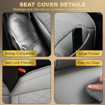 Front Car Seat Covers for Land Rover,Leather Waterproof Seat Protector Custom Fit Land Rover Defender Discovery Range Rover Evoque Sport Velar,2 Pack,Gray - color: Gray