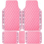 NBTEPEM Pink Bling Leather Car Floor Mats Full Set, Sparkly Diamond Car Mats Universal Fit Most Automotive, Glitter Rhinestone Carpet Waterproof Anti-Slip, 5 pcs Set (Pink Leather Diamond) - color: Pink Leather Diamond