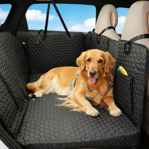 Dog Seat Cover for Back Seat, PU Dog Car Seat Cover Holds 420 lbs, Material Waterproof, Anti Scratch, Easy to Use and Clean, Hard Bottom Back Seat Extender for Dogs, Comfortable Car, SUV, Truck - size: Standard - PU
