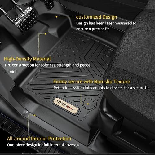 YITAMOTOR Floor Mats Fit for 2008-2020 Dodge Grand Caravan Bucket 7-Seater, for 2008-2016 Chrysler Town & Country Van (Stow'N Go Bucket Only), TPE All Weather Protection Custom Fit Floor Liners, Black - style: 08-20 Dodge Grand Caravan 1st & 2nd & 3rd Row