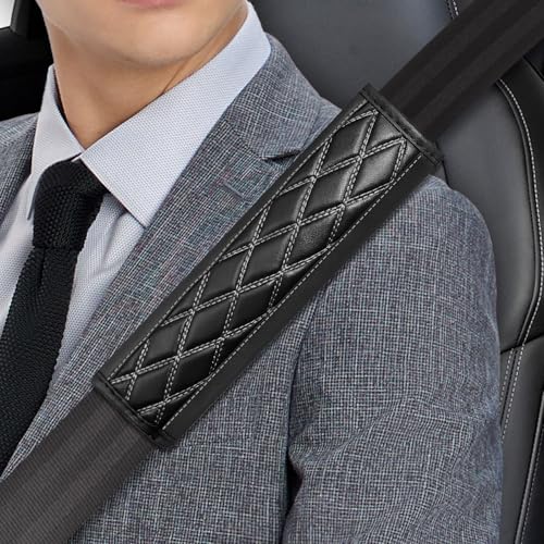 2PCS Car Seat Belt Cover Pads,Leather Seatbelt Covers,Breathable Comfortable Auto Seat Belt Cushion,Seat Belt Shoulder Strap Covers for Kids Adults,Seatbelt Protector Interior Accessories (Grey) - color: Grey