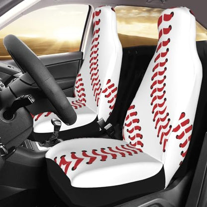 Baseball Print Front Seat Covers 2 Pack, Vehicle Seat Protector Car Mat Covers, Fit Most Bucket Seats - color: Baseball Print