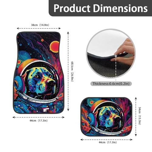 Dog Astronaut Car Floor Mats 4 Pieces Set Moon Galaxy Auto Front & Rear Floor Carpets Universal Car Mats Fit for SUV,Vans,sedans, Trucks - color: Dog In Space