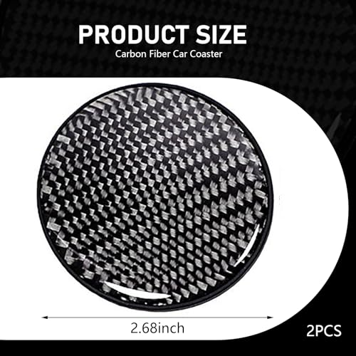 2PCS Car Cup Holder Coasters, Carbon Fiber Coaster, 2.68" Waterproof Non-Slip Insert Water Bottle Coaster Pad, Universal Drink Mat for Car Truck SUV, Auto Interior Accessories(Black) - color: black