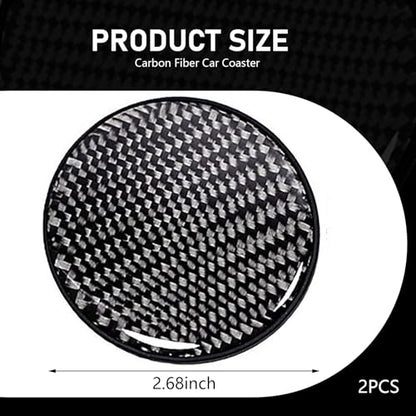 2PCS Car Cup Holder Coasters, Carbon Fiber Coaster, 2.68" Waterproof Non-Slip Insert Water Bottle Coaster Pad, Universal Drink Mat for Car Truck SUV, Auto Interior Accessories(Black) - color: black