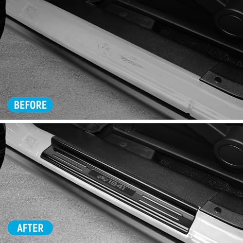 ZZEQYG 2 Pcs Stainless Steel Door Sill Protector Compatible with Jeep Wrangler JK JKU Sport Sahara Rubincon 2007-2017 Accessories 2-Door Sill Guards Trim (Black Brushed)
