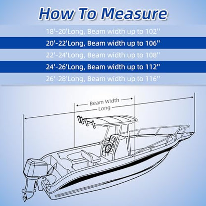 Marine Grade Waterproof Center Console Boat Cover with T Top Roof, Tear Resistant Trailerable Storage Covers, All-Weather Protection T-Top Boat Cover 20-22 ft, Beam Width Up to 106", Navy - color: Navy, size: 20'-22' Long (Beam Width Up to 106")