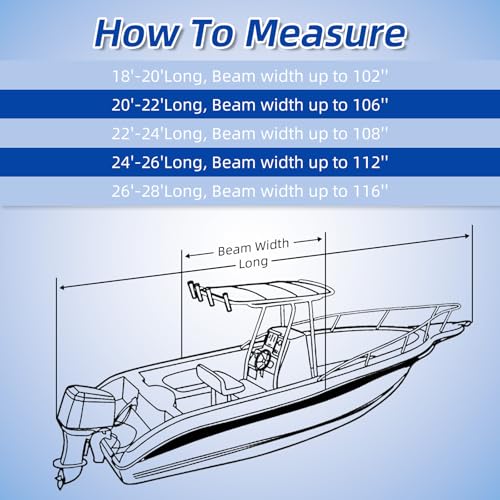 Marine Grade Waterproof Center Console Boat Cover with T Top Roof, Tear Resistant Trailerable Storage Covers, All-Weather Protection T-Top Boat Cover 26-28 ft, Beam Width Up to 106", Black - color: Black, size: 26'-28' Long (Beam Width Up to 116")