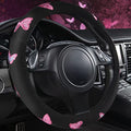 Car Pass Pink Embroidery Butterfly Steering Wheel Cover, Universal 15 Inch Car Wheel Cover for Women Girls, Fit for Suvs,Small Trucks,Sedans,Cars (Black and Pink) - color: Black and Pink