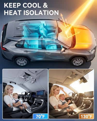 helloleiboo Windshield Sun Shade for Ford F-150 & Toyota Tundra 2021-2026 Graphene Honeycomb Heat Shield with UV Protection Foldable Custom Fit Front Window Sunshade Silver 69" x 35" - size: For Ford F-150 & Toyota Tundra (2021-2026)