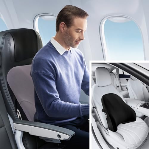 LIQUN Memory Foam Seat Waist Pillow, for Office Chair, Car, Game Chair Lower Back Pain Relief and Improve Posture Lumbar Support Pillow, (Grey)