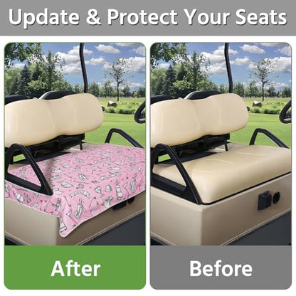Golf Cart Seat Covers, Universal Golf Cart Seat Towel Blanket for Yamaha, EZGO, Club Car, Icon and More 2-Seat Carts, 100% Microfiber Keeps Seat Comfortable and Clean - color: golf