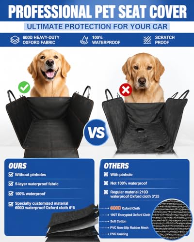 SUV Cargo Liner for Dogs – Waterproof with Bumper Flap, Non-Slip Large Trunk Mat, Scratchproof & Easy Clean, Universal Fit for SUVs Sedans Vans, Black