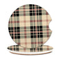 2 Pack Universal Ceramic Car Coasters，Ceramic Stone with A Finger Notch for Easy Removal of Car Cup Holder Coaster(Beautiful Plaid Tartan) - color: Beautiful Plaid Tartan