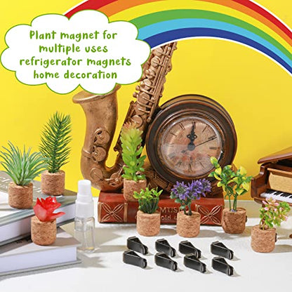 8 Pieces Artificial Plant Air Vent Clips Succulents with Essential Oil Mini Cute Sprayer Car Plant Vent Clip Air Freshener for Car Decorations Accessories(Classic Style)