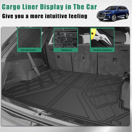 Original 2017-2025 2026 Q7/SQ7 Cargo Liner for Audi Q7 All Models - Custom Fit All Weather Protection Trunk Mat - 3D Shaped Laser Measured Cargo Mat for Audi Q7 2017-2026
