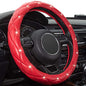 Red Steering Wheel Cover, Leather Car Steering Wheel Cover, Crystal Rhinestones Anti-Slip Soft Accessories for Women and Girl Universal Fit 14.5-15 Inch - color: . .Red..
