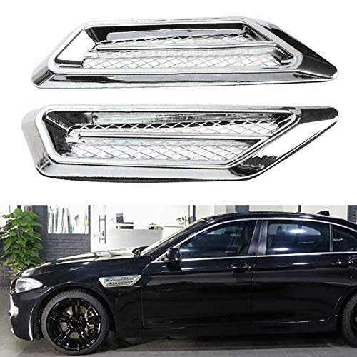 TuTuYa Car Side Mesh Vent, Universal Car Air Flow Chrome Fender Side Vent Decor Sticker Accessories,1 Pair