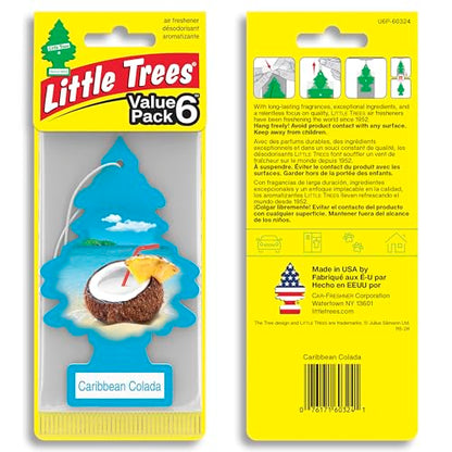 LITTLE TREES Car Air Freshener | Hanging Tree Provides Long Lasting Scent for Auto and Home | 24 Air Fresheners |Caribbean Colada - color: Caribbean Colada, size: 6 Count (Pack of 4)