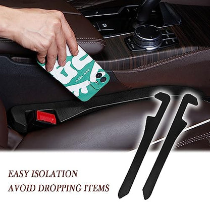 Car Seat Gap Filler 2 Pack - One Second Embedded Car Seat Crack Gap Filler for Holding Water Cup/Phone/Key - Car Inserts Between Seats - color: Black
