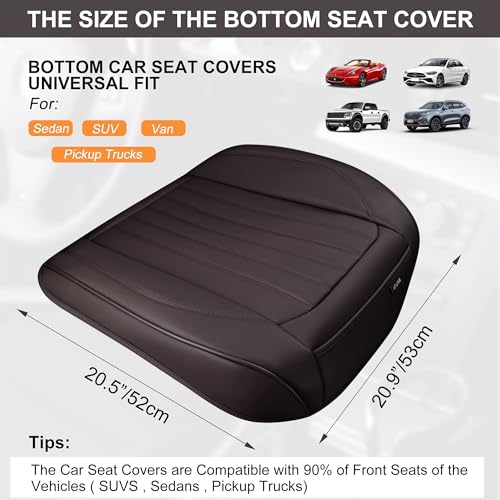 BWTJF Front Car Seat Bottom Covers Brown, Universal Leather Front Seat Covers Bottom Protector 2 Pack, Anti-Slip and Full Wrapping Edge Compatible with Most of Vehicles - SUVs/Sedans/Pickup Trucks - color: Brown, size: StyleA-Stripes