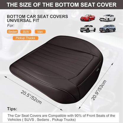 BWTJF Front Car Seat Bottom Covers Brown, Universal Leather Front Seat Covers Bottom Protector 2 Pack, Anti-Slip and Full Wrapping Edge Compatible with Most of Vehicles - SUVs/Sedans/Pickup Trucks - color: Brown, size: StyleA-Stripes