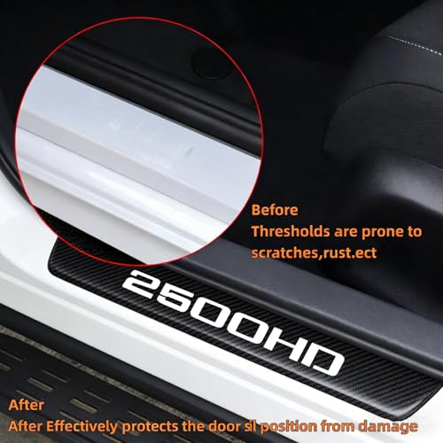 4Pcs Car Door Sill Protector Door Sill Scuff Plate Stickers Compatible with Sierra 2500HD (White) - color: 2500HD (White)