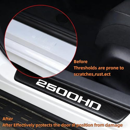 4Pcs Car Door Sill Protector Door Sill Scuff Plate Stickers Compatible with Sierra 2500HD (White) - color: 2500HD (White)