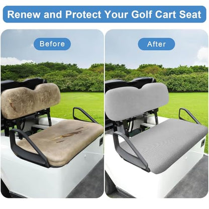 Universal Golf Cart Seat Covers Set for EZGO TXT/ RXV, Club Car DS/ Precedent, Yamaha G29/ Drive 2 Front Seats, Durable Breathable Bench Seat Covers Washable Polyester Mesh Cloth Without Logo, Gray - color: Gray
